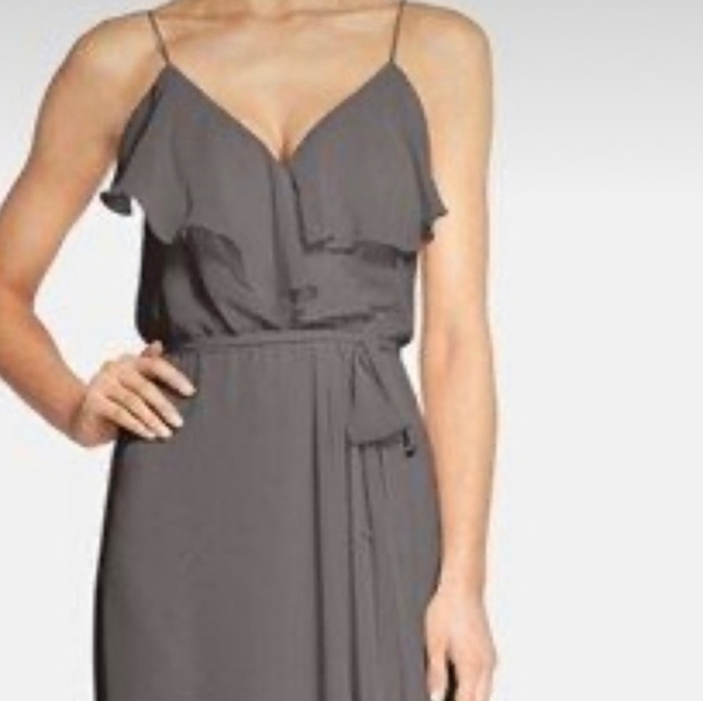 Nouvelle Amsale Drew Ruffle Front Chiffon Gown Small